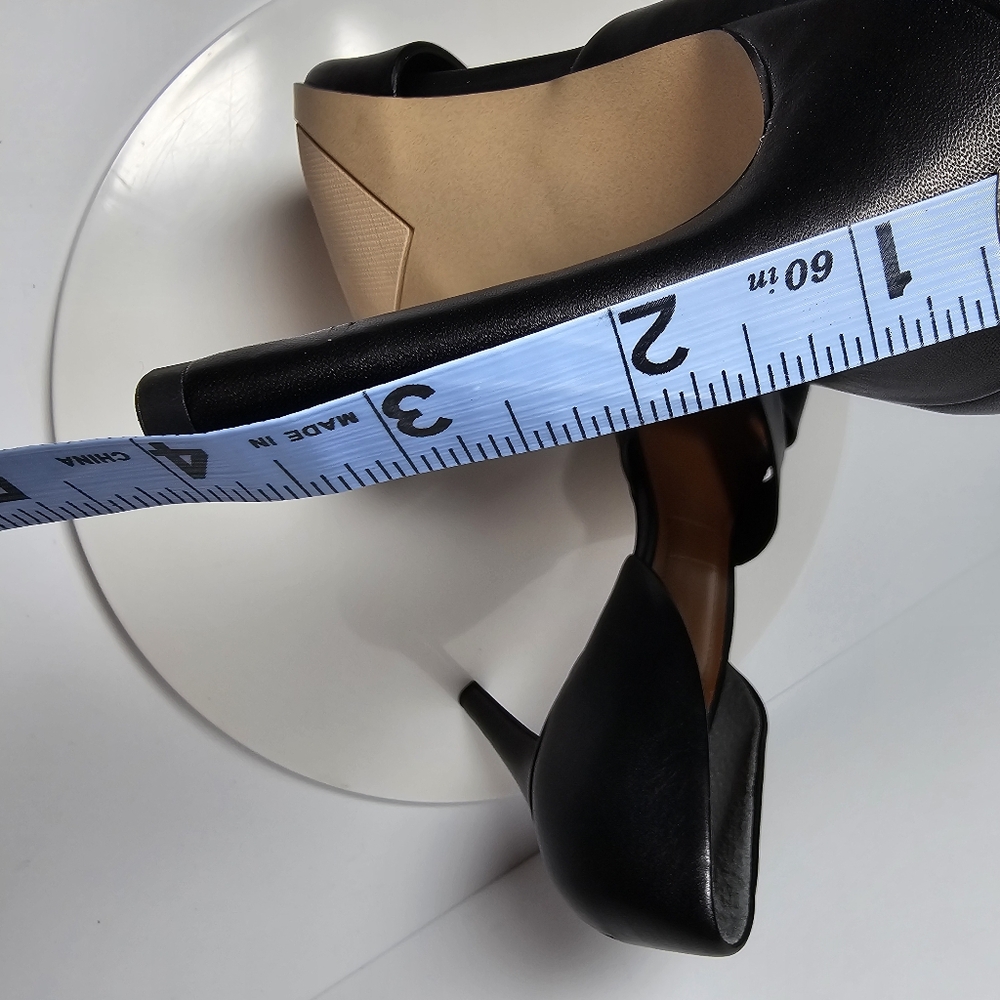 Franco Sarto Black Leather D'Orsay Peep-Toe Heels - Picture 13 of 13